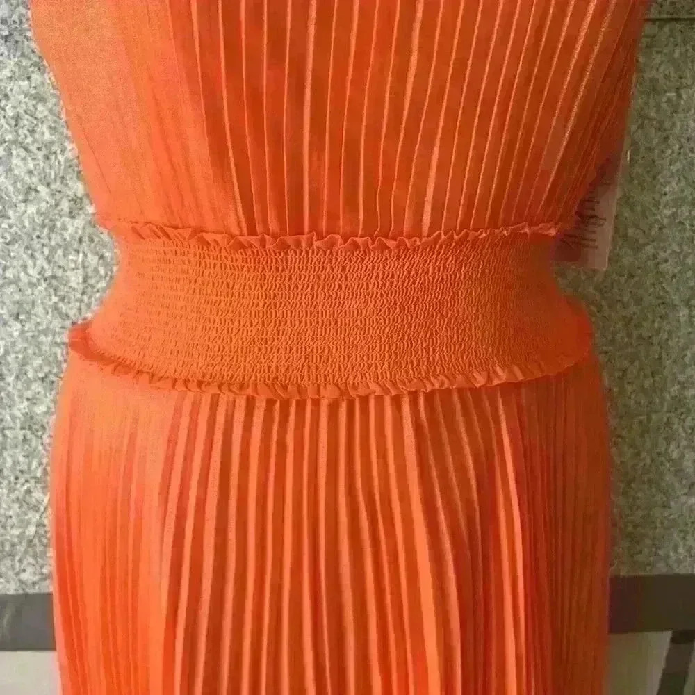 NWT Nanette Lepore pleated sleeveless dress vivid coral size 10 - Picture 3 of 12